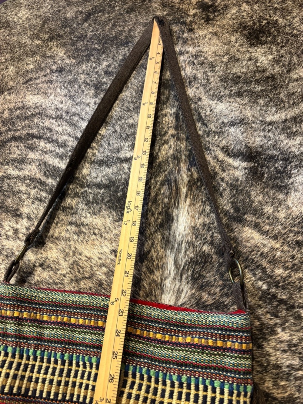 World Market Woven Bucket Bag, Distressed Boho Purse, Crochet Crossbody, Hobo - Picture 14 of 14